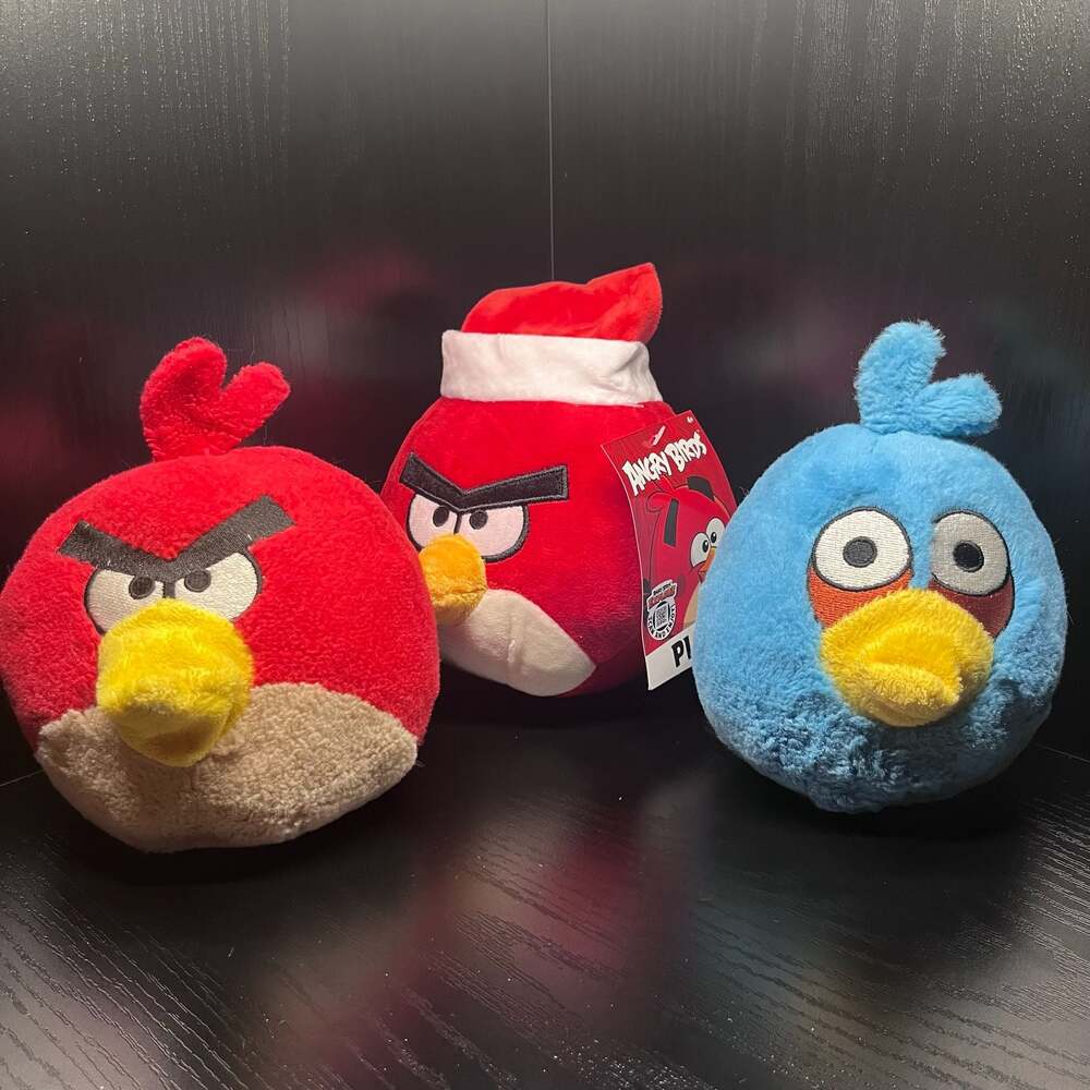 Toy Factory Angry Birds 5” Plush Lot of 3 Red Santa Red Blue Bird